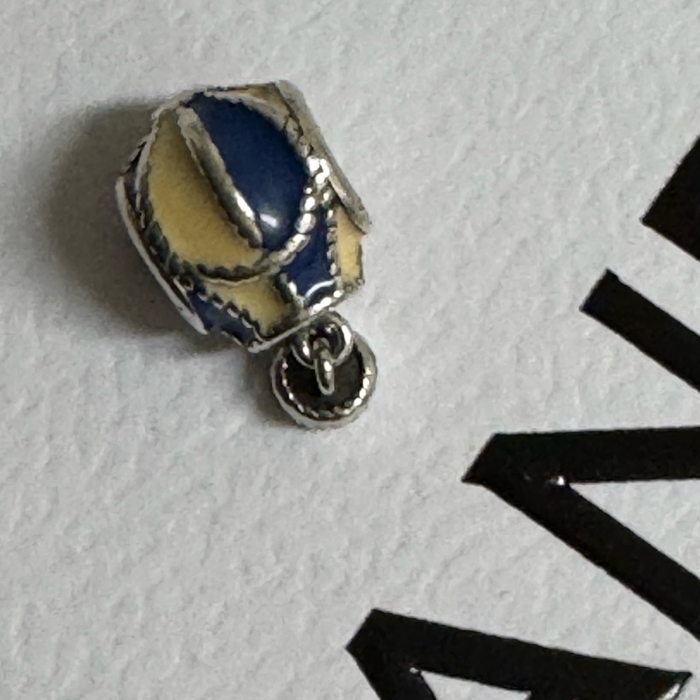 Authentic Pandora Blue and White Enamel Sterling Silver Hot Air Balloon Charm - Picture 5 of 7